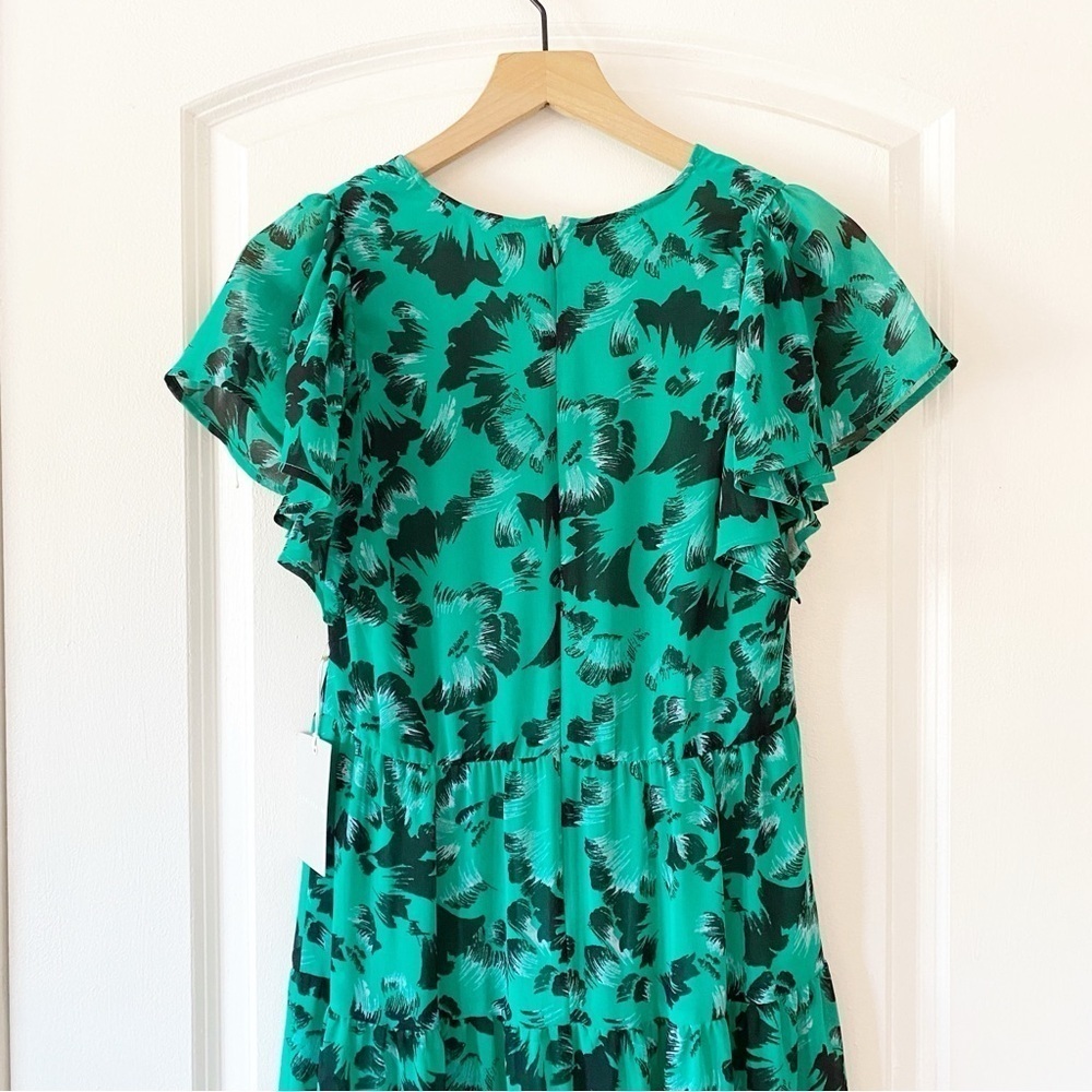 CHELSEA28 Floral Flutter Sleeve Tiered Chiffon Maxi Dress NWT Small - Picture 2 of 11